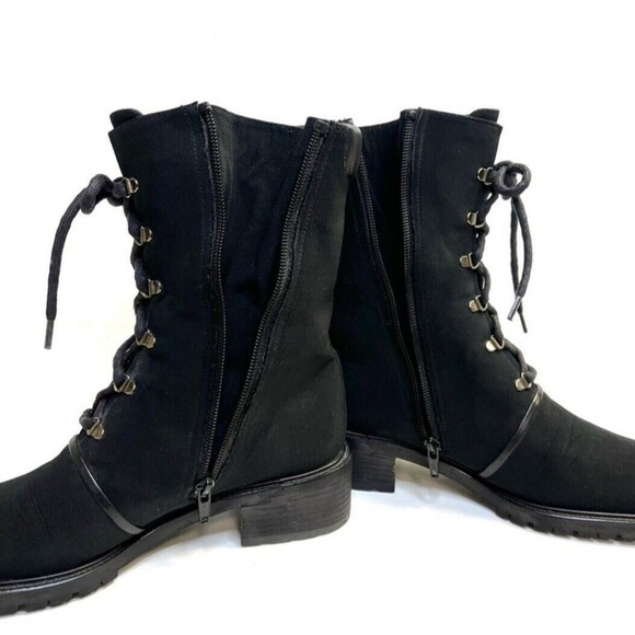 Stuart Weitzman Woman's Lace Up Combat Boots Black Size 9.5B Shoes Side Zip up - Picture 11 of 14
